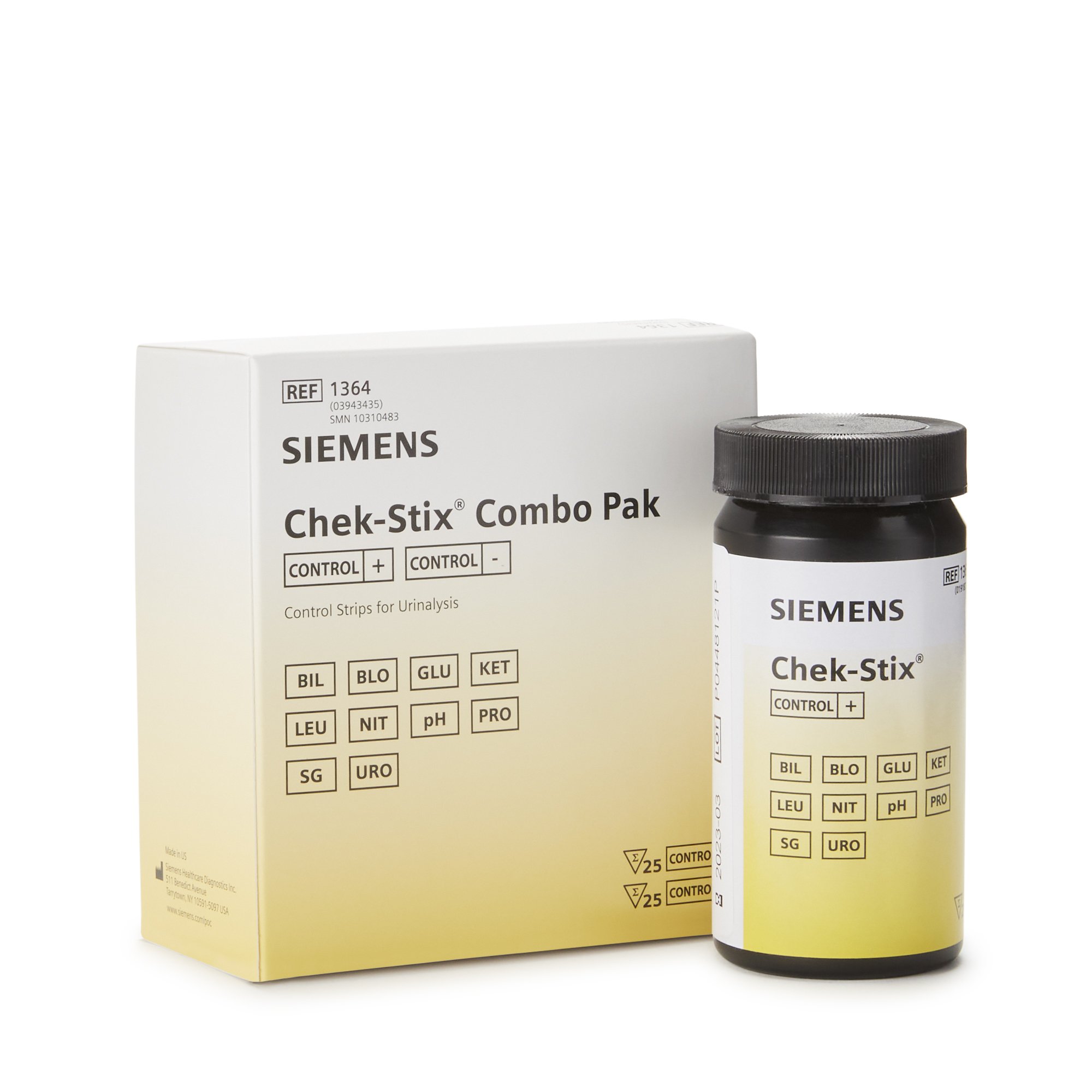 Strips Test Chek-Stix® Urinalysis Control Combo Pack 2x25 Positive & Negative [10310483] (25/BTL) (2 BTL/PK) by Siemens Diagnostics  ID 1364
